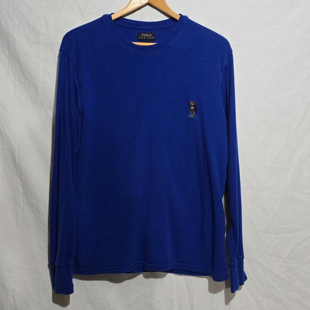 Polo Ralph Lauren LS Thermal Embroidered Patriotic Polo Bear - Blue - Sz L*